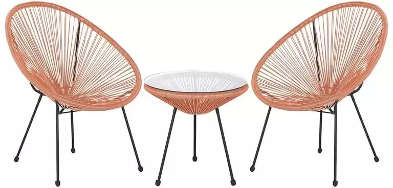 Beliani ACAPULCO Bistroset voor 2 Oranje PE rotan