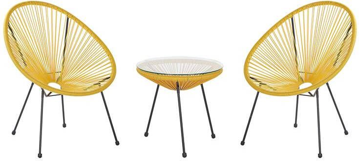 Beliani ACAPULCO II Bistroset voor 2 Geel PE rotan