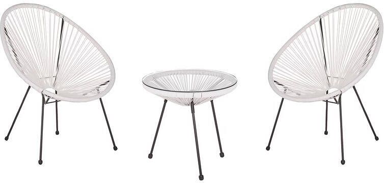Beliani ACAPULCO II Bistroset voor 2 Wit PE rotan