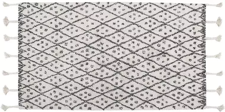 Beliani AGADIR Laagpolig vloerkleed Wit 80 x 150 cm Katoen