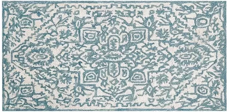 Beliani Vloerkleed wol wit blauw 80 x 150 cm AHMETLI - Foto 4