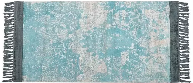 Beliani Vloerkleed viscose blauw beige 80 x 150 cm AKARSU - Foto 4