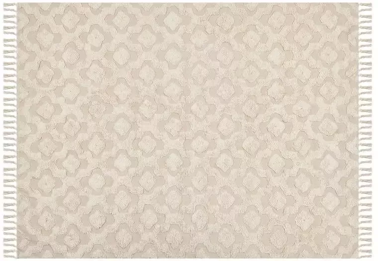 Beliani AKSARAY Laagpolig vloerkleed Beige 160 x 230 cm Katoen