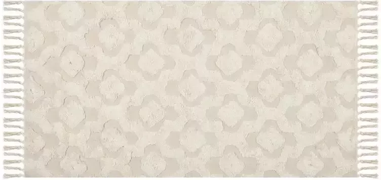 Beliani AKSARAY Laagpolig vloerkleed Beige 80 x 150 cm Katoen