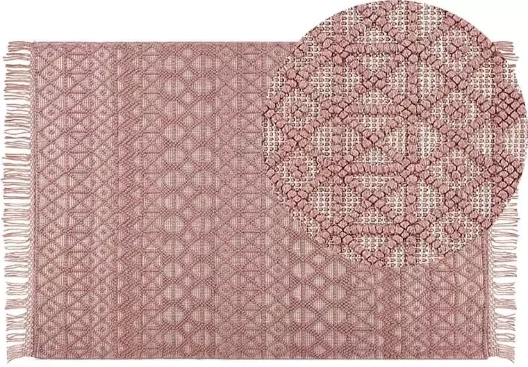 Beliani ALUCRA Modern vloerkleed Roze 160 x 230 cm Wol