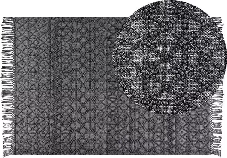 Beliani ALUCRA Modern vloerkleed Zwart 160 x 230 cm Wol