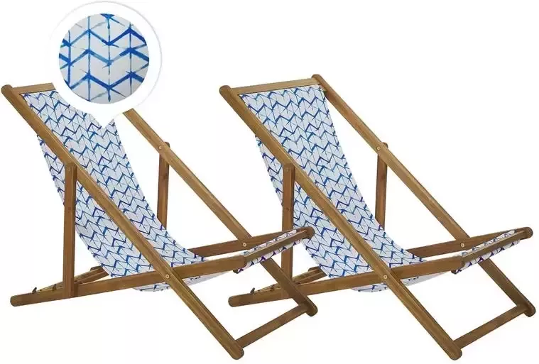 Beliani ANZIO Strandstoel set van 2 Blauw Polyester