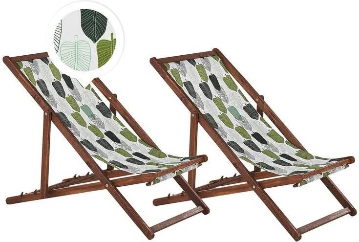 Beliani -ANZIO -Strandstoel set van 2-Geometrisch|Groen-Polyester