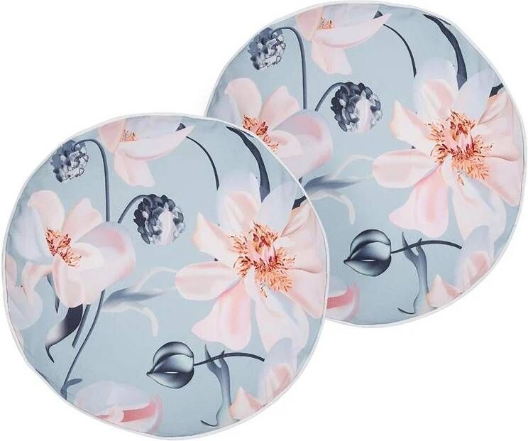 Beliani -APRICALE-Tuinkussen set van 2-Lichtblauw- 40 cm-Polyester