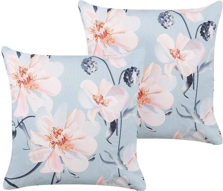 Beliani -APRICALE-Tuinkussen set van 2-Lichtblauw-45 x 45 cm-Polyester