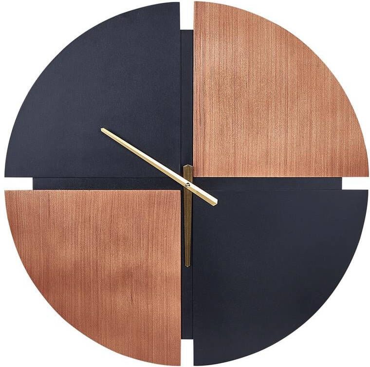 Beliani ARAMON Wandklok Lichthout|Zwart Ijzer