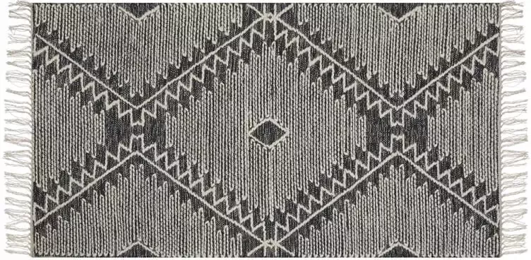 Beliani ARBAA Laagpolig vloerkleed Zwart 140 x 200 cm Katoen