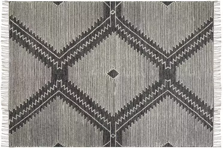 Beliani ARBAA Laagpolig vloerkleed Zwart 160 x 230 cm Katoen
