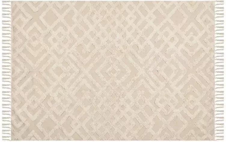 Beliani ARDAHAN Laagpolig vloerkleed Beige 140 x 200 cm Katoen