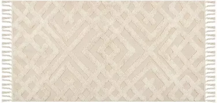 Beliani ARDAHAN Laagpolig vloerkleed Beige 80 x 150 cm Katoen