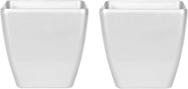 Beliani -ASTRAS-Bloempot set van 2-Zilver-35 cm-Klei-vezelmengsel