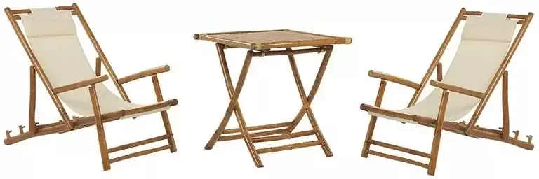 Beliani -ATRANI|SPELLO-Bistroset voor 2-Lichte houtkleur-Bamboehout - Foto 2