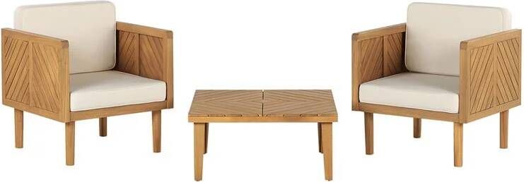 Beliani BARATTI Tuinstoel set van 2 met salontafel Lichthout
