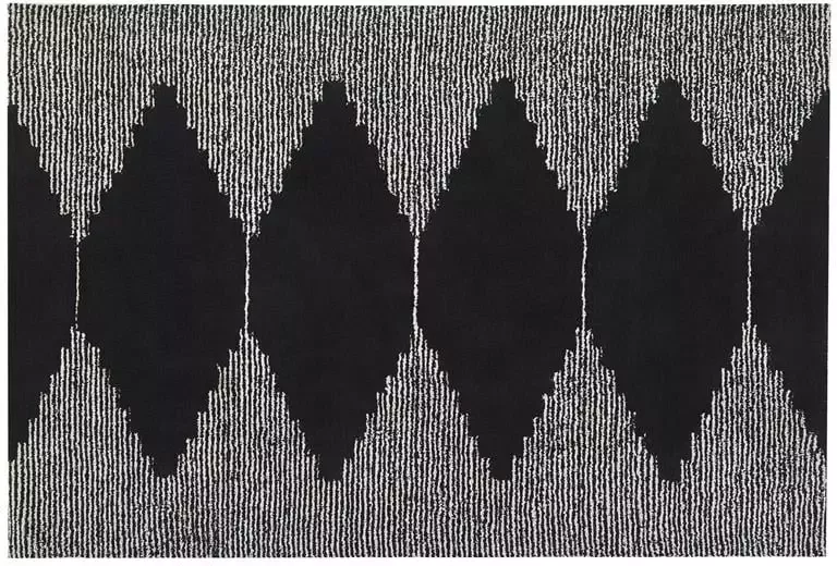 Beliani BATHINDA Laagpolig vloerkleed Zwart 140 x 200 cm Katoen