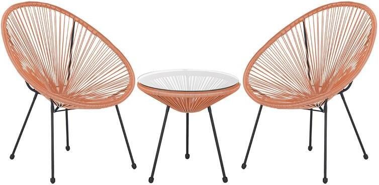 Beliani ACAPULCO Bistroset voor 2 Oranje PE rotan