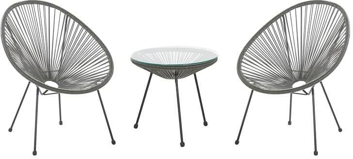 Beliani ACAPULCO II Bistroset voor 2 Grijs PE rotan