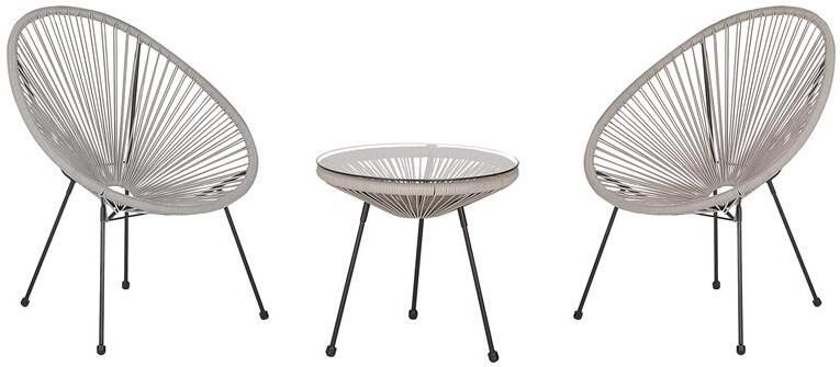 Beliani ACAPULCO II Bistroset voor 2 Licht Grijs PE rotan