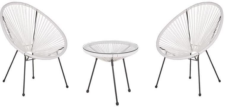 Beliani ACAPULCO II Bistroset voor 2 Wit PE rotan