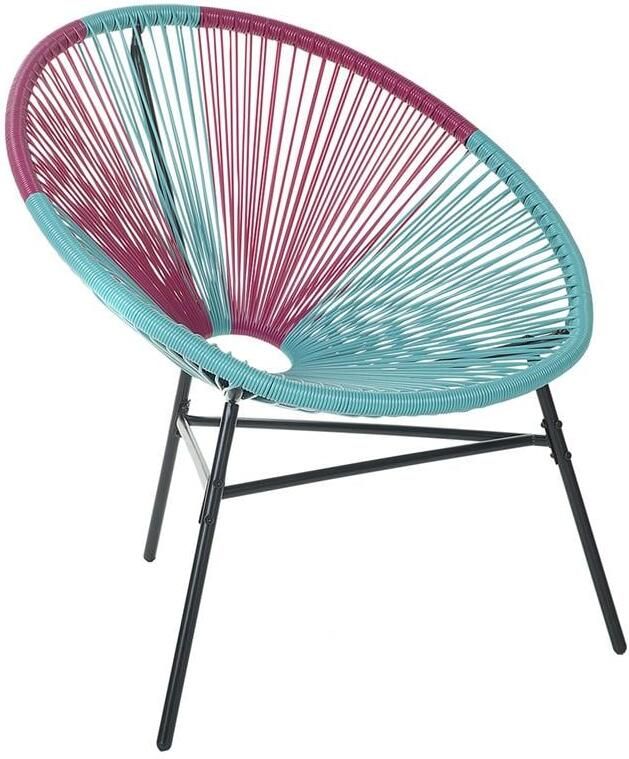 Beliani ACAPULCO Tuinstoel Roze|Turquoise PE rotan