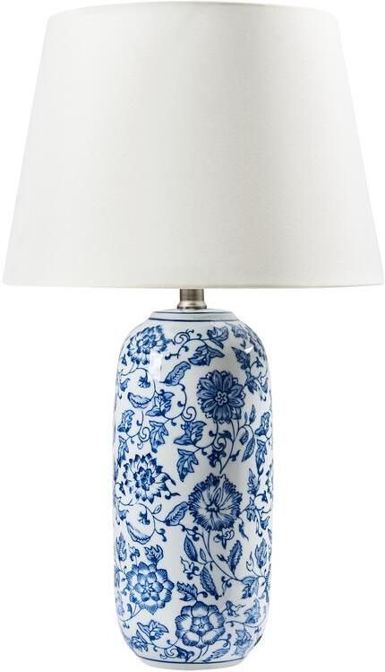 Beliani AIBONITO Tafellamp Wit|Blauw Porselein|Linnen