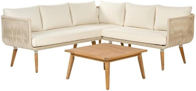 Beliani ALCAMO Loungeset voor 5 Beige Acaciahout
