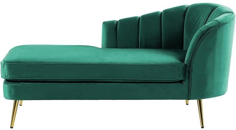 Beliani Rechtszijdige chaise longue ALLIER Fluweel Smaragdgroen - Foto 2