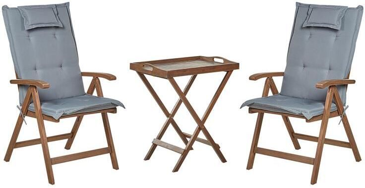 Beliani AMANTEA Bistroset Donkerhout|Grijs Acaciahout