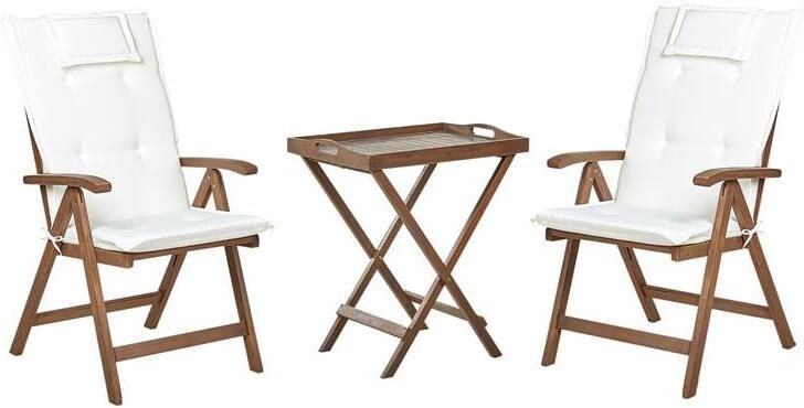 Beliani AMANTEA Bistroset Donkerhout|Wit Acaciahout