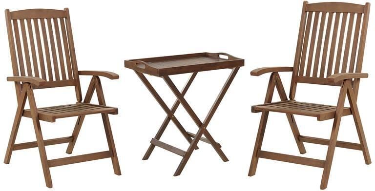 Beliani AMANTEA Bistroset voor 2 Donkere houtkleur Acaciahout