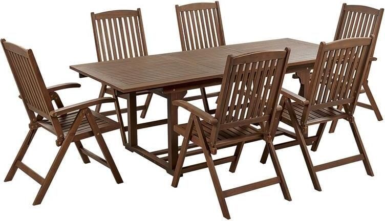 Beliani AMANTEA Tuinset voor 6 Donkere houtkleur Acaciahout