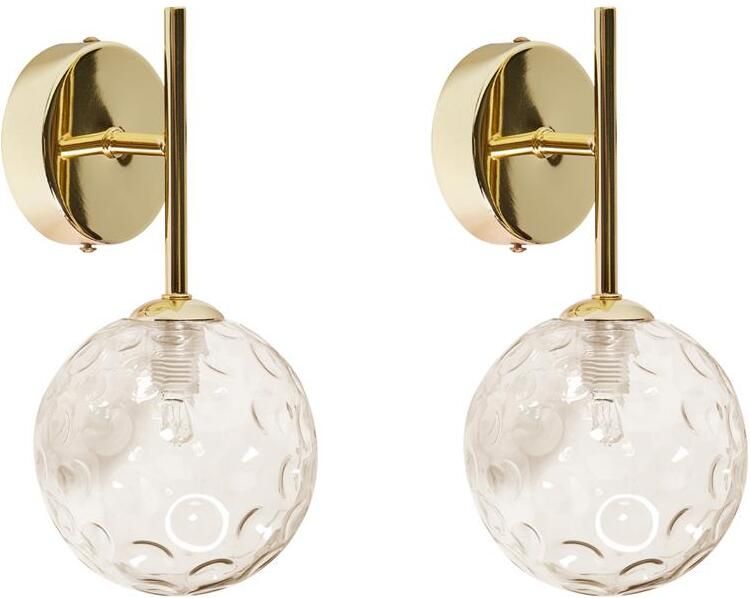 Beliani ANADYR Wandlamp set van 2 Goud|Beige Glas|Metaal