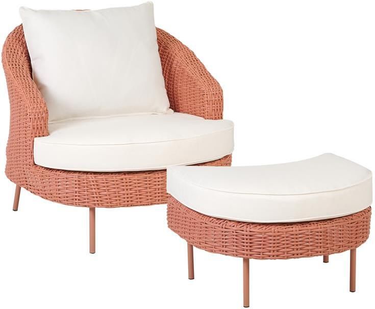 Beliani ARCILLE Tuinstoel Roze PE rotan