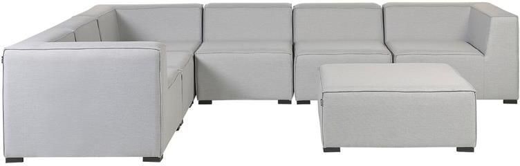 Beliani -AREZZO-Loungeset voor 7 Rechtszijdig-Lichtgrijs-Polyester