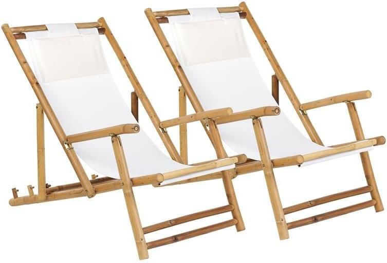 Beliani -ATRANI -Strandstoel set van 2-Lichte houtkleur-Bamboehout