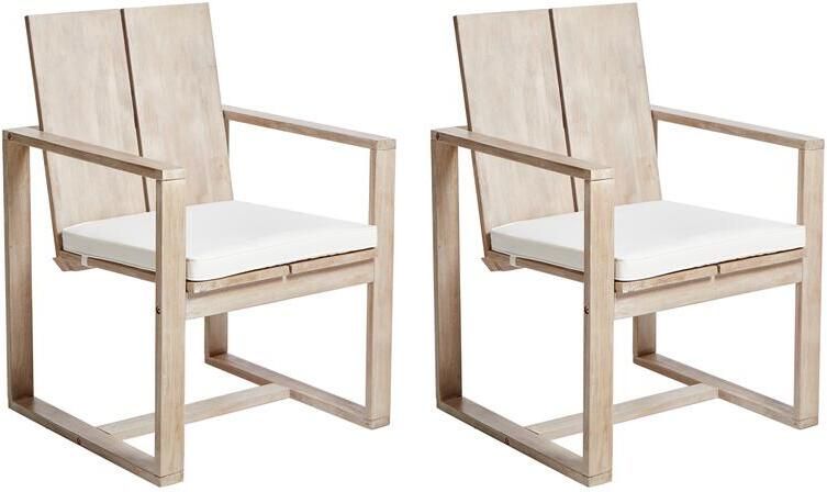 Beliani AZZANELLO Tuinstoel set van 2 Gebroken wit Acaciahout