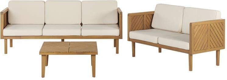 Beliani -BARATTI-Loungeset voor 5 met salontafel-Lichthout-Acaciahout