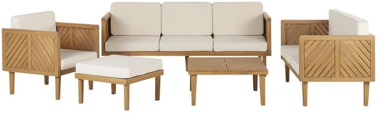 Beliani BARATTI Loungeset voor 6 Lichte houtkleur Acaciahout