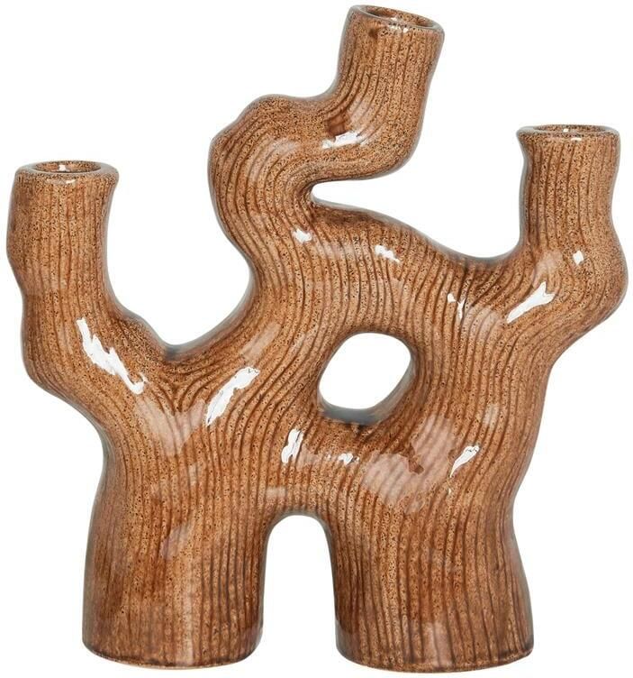 Beliani BARBUS Bloemenvaas Bruin 31 cm Steengoed