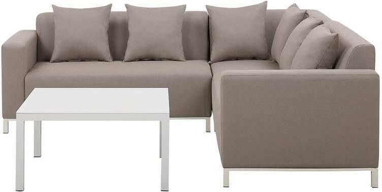 Beliani BELIZE Loungeset voor 5 Beige Linkszijdig Polyester