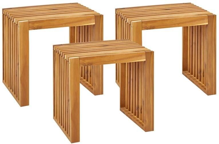 Beliani BELLANO Tuinkrukjes set van 3 Lichthout Acaciahout