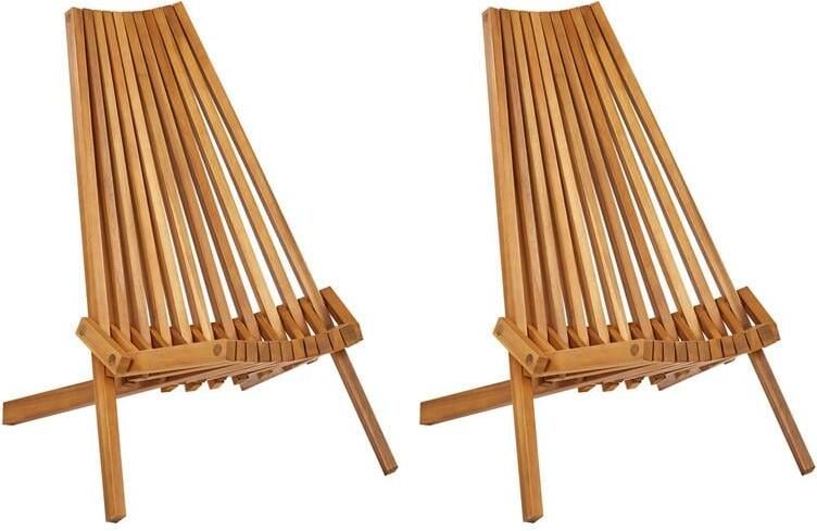 Beliani BELLANO Tuinstoel set van 2 Lichthout Acaciahout