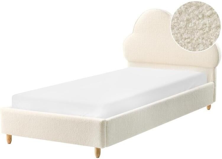 Beliani -BELLEVUE-Eenpersoonsbed-Gebroken wit-90 x 200 cm-Bouclé - Foto 2