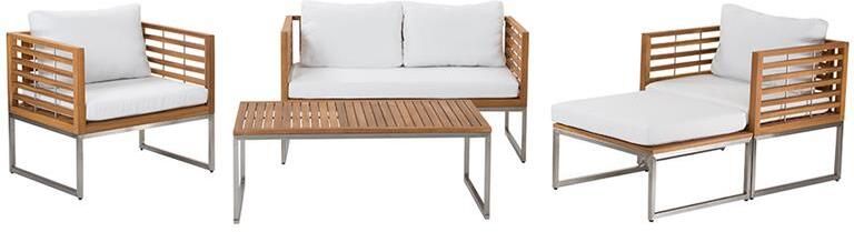 Beliani BERMUDA Loungeset voor 4 Lichte houtkleur Acaciahout