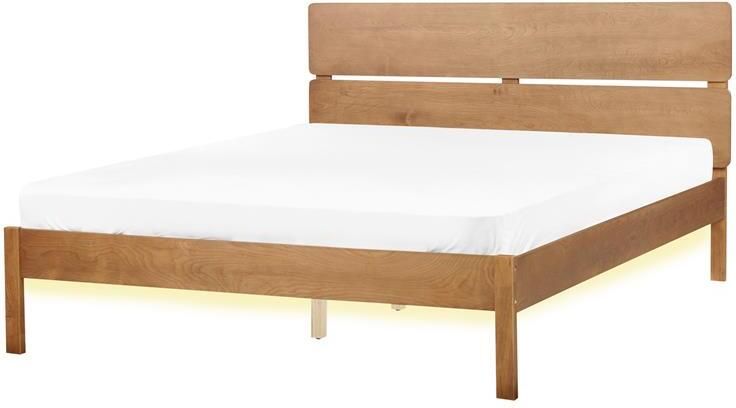 Beliani -BOISSET -Bed met LED-Donkerbruin-160 x 200 cm-Rubberhout - Foto 3