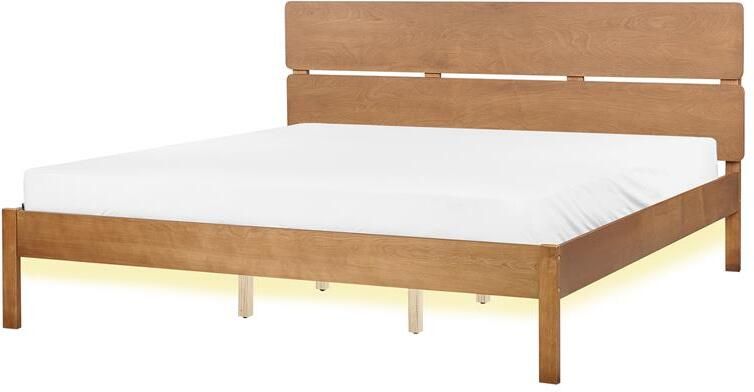 Beliani -BOISSET -Bed met LED-Donkerbruin-180 x 200 cm-Rubberhout - Foto 3